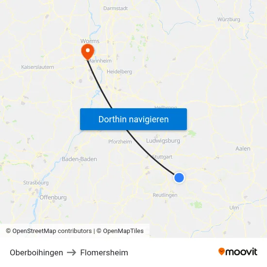 Oberboihingen to Flomersheim map