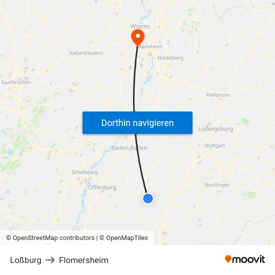 Loßburg to Flomersheim map