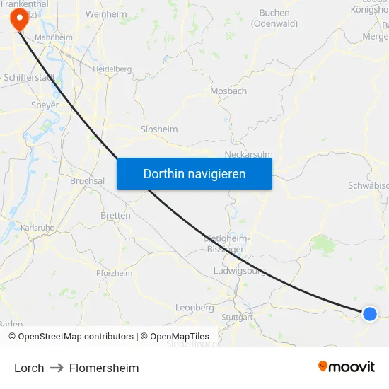 Lorch to Flomersheim map