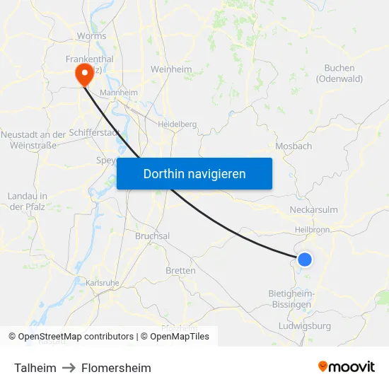 Talheim to Flomersheim map