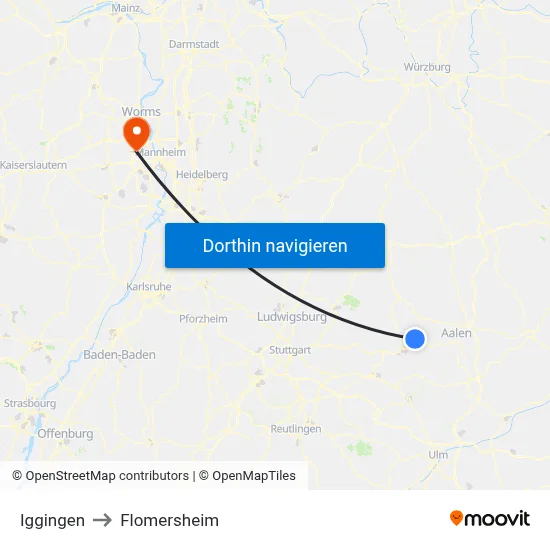 Iggingen to Flomersheim map