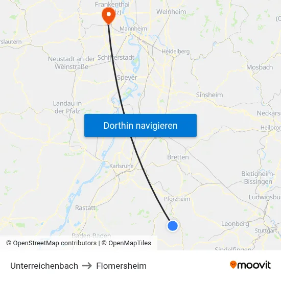 Unterreichenbach to Flomersheim map