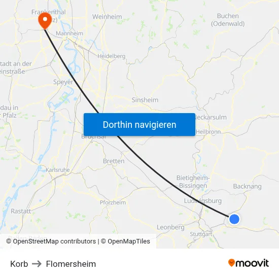 Korb to Flomersheim map