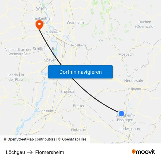 Löchgau to Flomersheim map