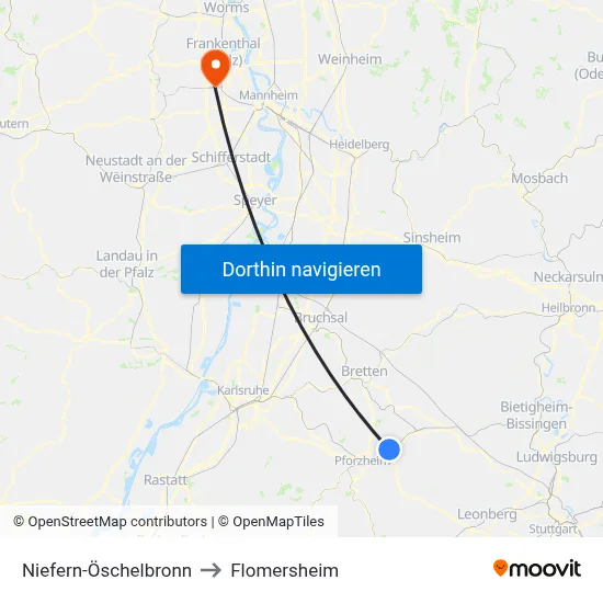 Niefern-Öschelbronn to Flomersheim map