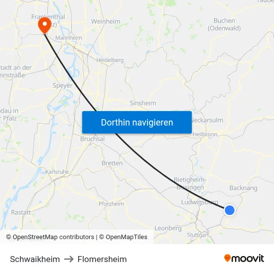 Schwaikheim to Flomersheim map