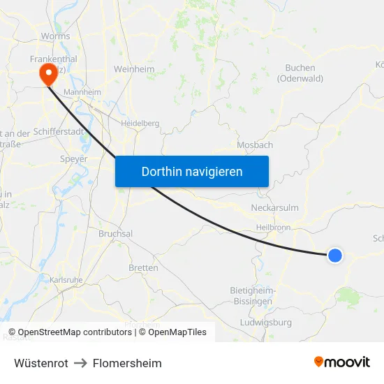 Wüstenrot to Flomersheim map
