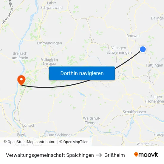 Verwaltungsgemeinschaft Spaichingen to Grißheim map