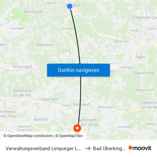 Verwaltungsverband Limpurger Land to Bad Überkingen map