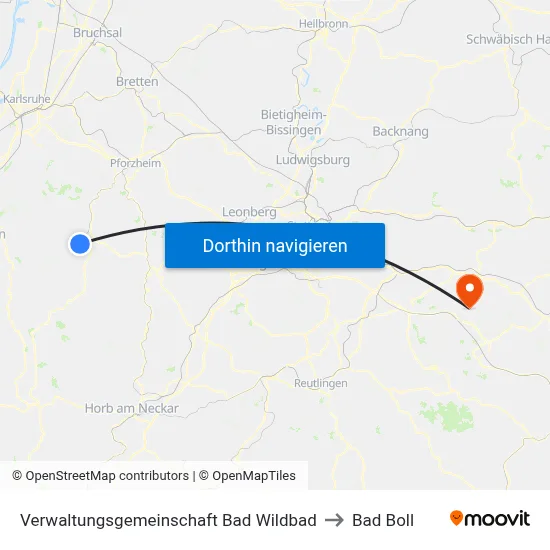 Verwaltungsgemeinschaft Bad Wildbad to Bad Boll map