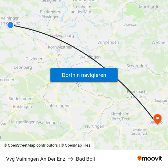 Vvg Vaihingen An Der Enz to Bad Boll map