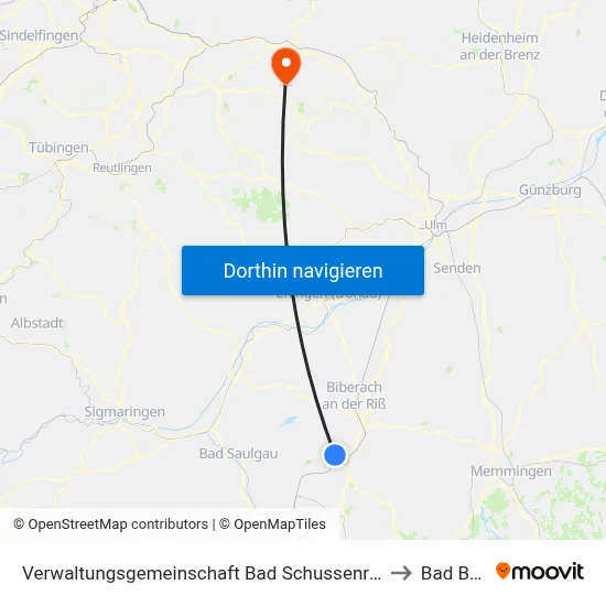 Verwaltungsgemeinschaft Bad Schussenried to Bad Boll map