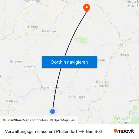 Verwaltungsgemeinschaft Pfullendorf to Bad Boll map