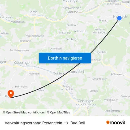 Verwaltungsverband Rosenstein to Bad Boll map