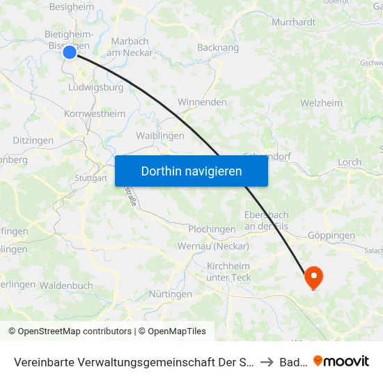 Vereinbarte Verwaltungsgemeinschaft Der Stadt Bietigheim-Bissingen to Bad Boll map