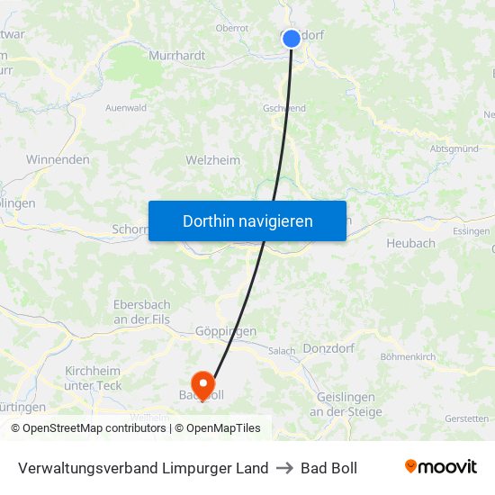Verwaltungsverband Limpurger Land to Bad Boll map