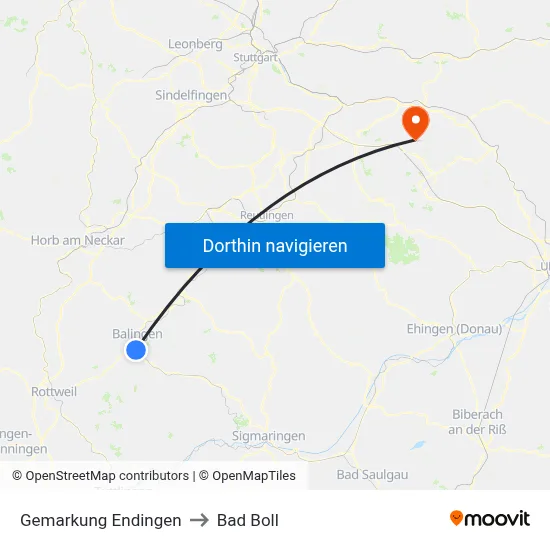 Gemarkung Endingen to Bad Boll map