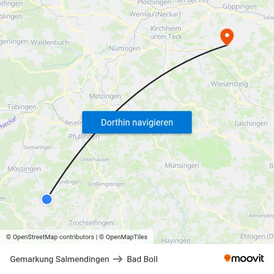 Gemarkung Salmendingen to Bad Boll map