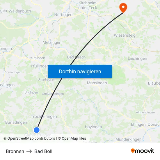 Bronnen to Bad Boll map