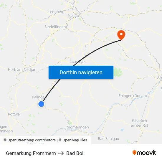 Gemarkung Frommern to Bad Boll map