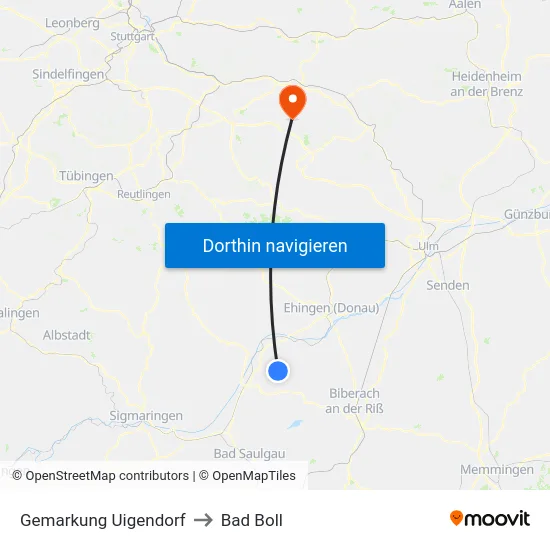 Gemarkung Uigendorf to Bad Boll map