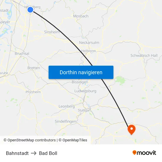 Bahnstadt to Bad Boll map
