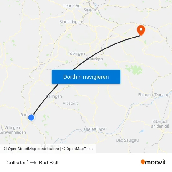 Göllsdorf to Bad Boll map