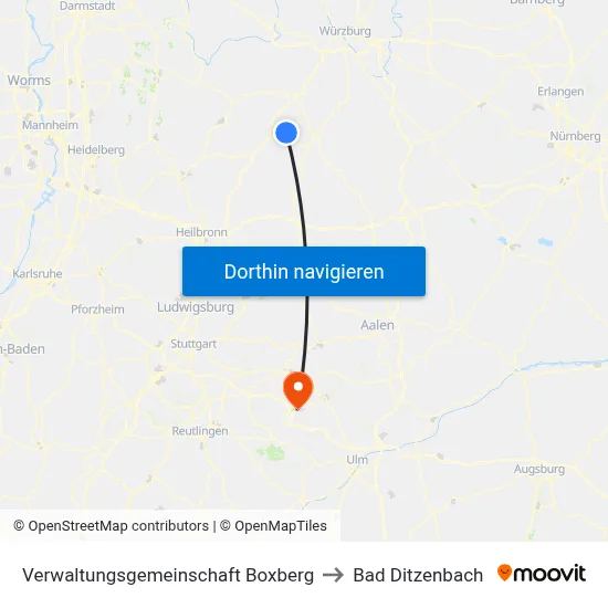 Verwaltungsgemeinschaft Boxberg to Bad Ditzenbach map
