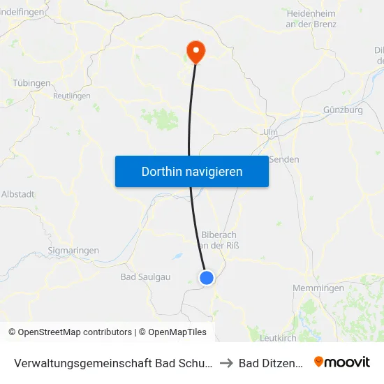 Verwaltungsgemeinschaft Bad Schussenried to Bad Ditzenbach map
