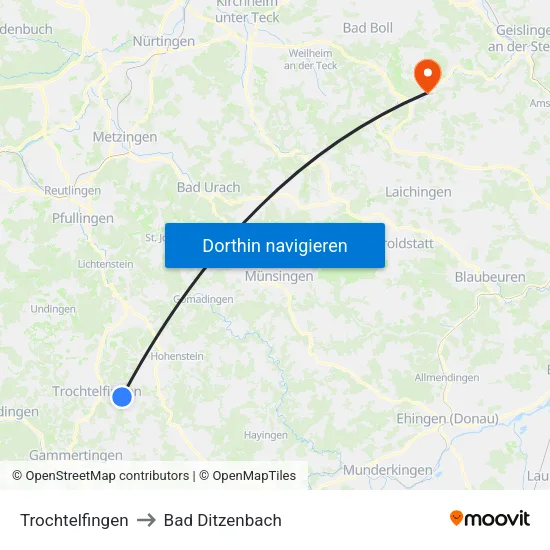 Trochtelfingen to Bad Ditzenbach map