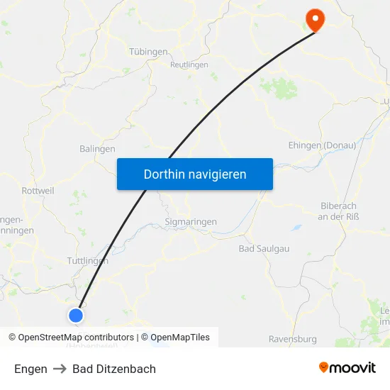 Engen to Bad Ditzenbach map