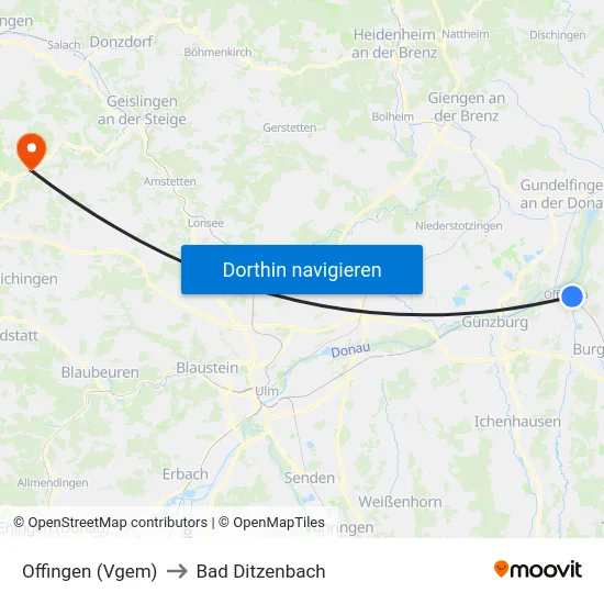 Offingen (Vgem) to Bad Ditzenbach map