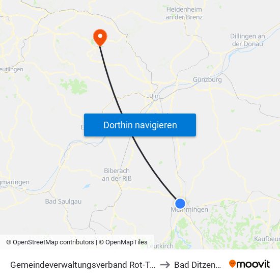 Gemeindeverwaltungsverband Rot-Tannheim to Bad Ditzenbach map