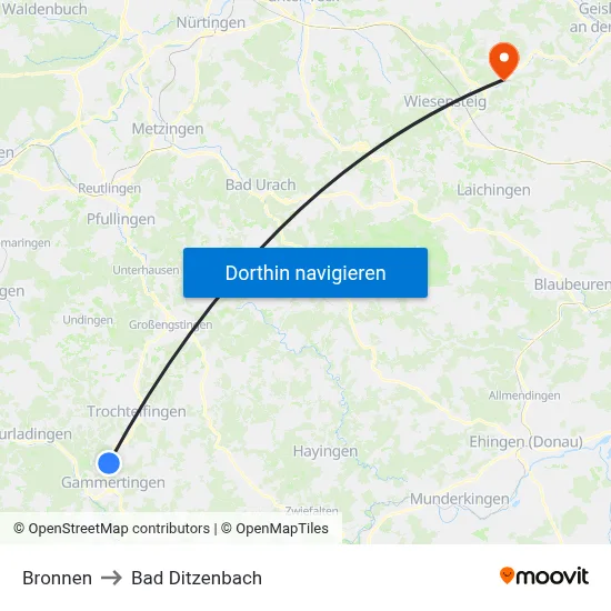 Bronnen to Bad Ditzenbach map
