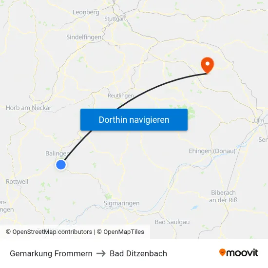 Gemarkung Frommern to Bad Ditzenbach map