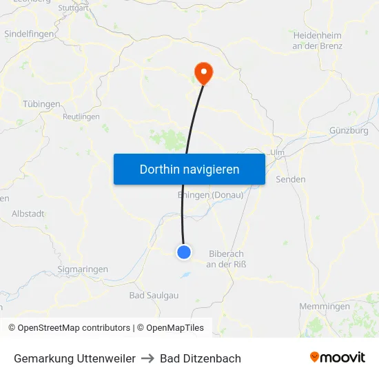 Gemarkung Uttenweiler to Bad Ditzenbach map