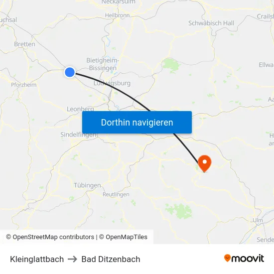 Kleinglattbach to Bad Ditzenbach map