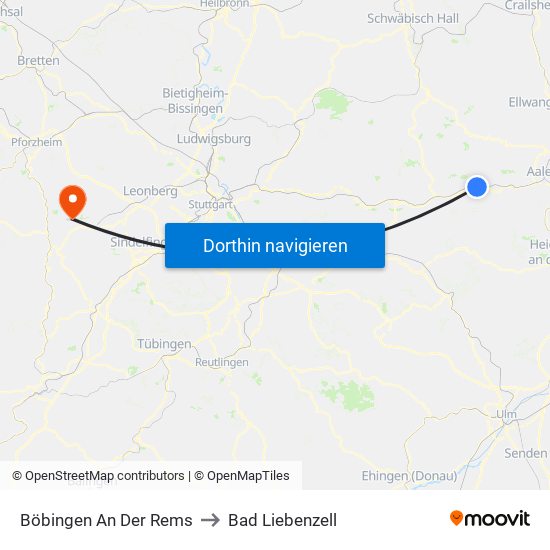 Böbingen An Der Rems to Bad Liebenzell map