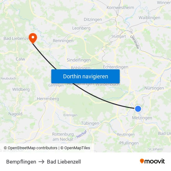 Bempflingen to Bad Liebenzell map