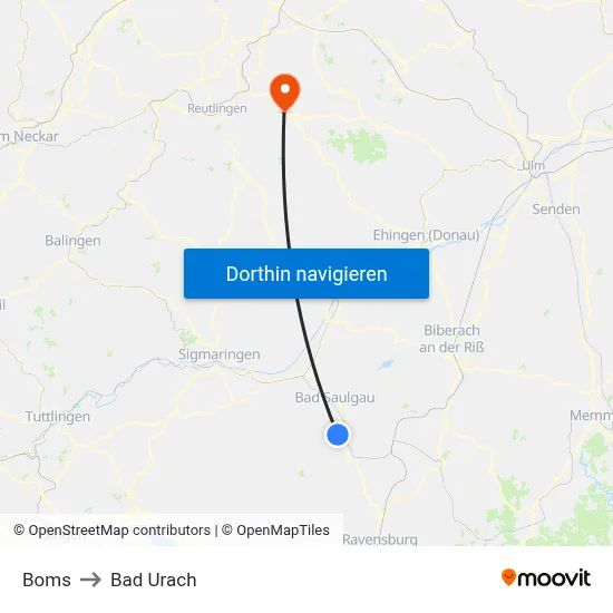 Boms to Bad Urach map