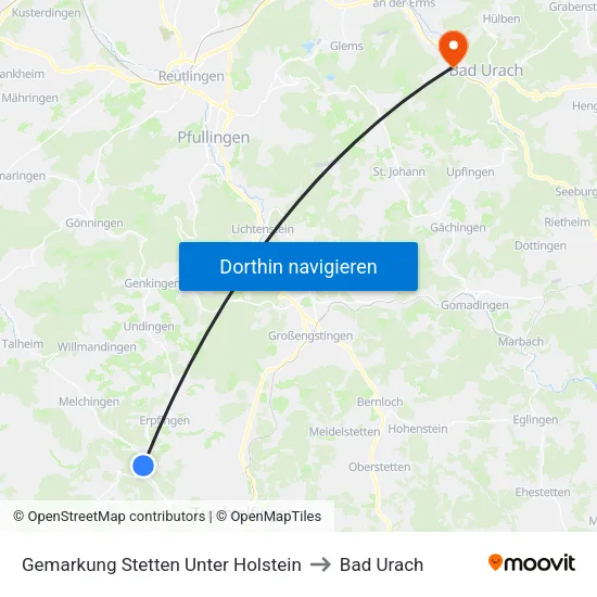 Gemarkung Stetten Unter Holstein to Bad Urach map