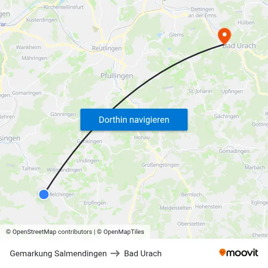 Gemarkung Salmendingen to Bad Urach map