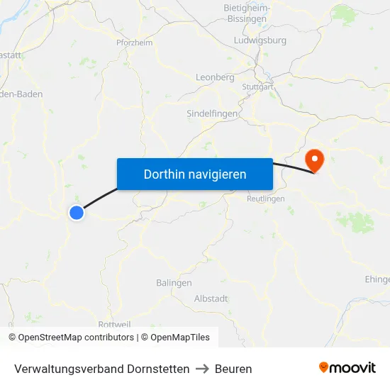 Verwaltungsverband Dornstetten to Beuren map