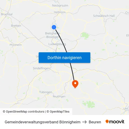 Gemeindeverwaltungsverband Bönnigheim to Beuren map
