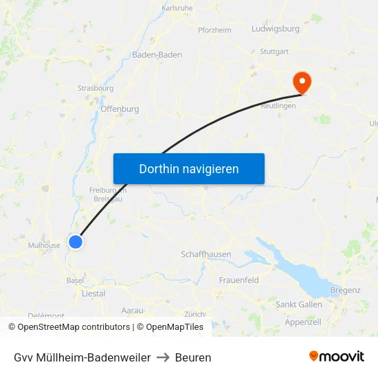 Gvv Müllheim-Badenweiler to Beuren map