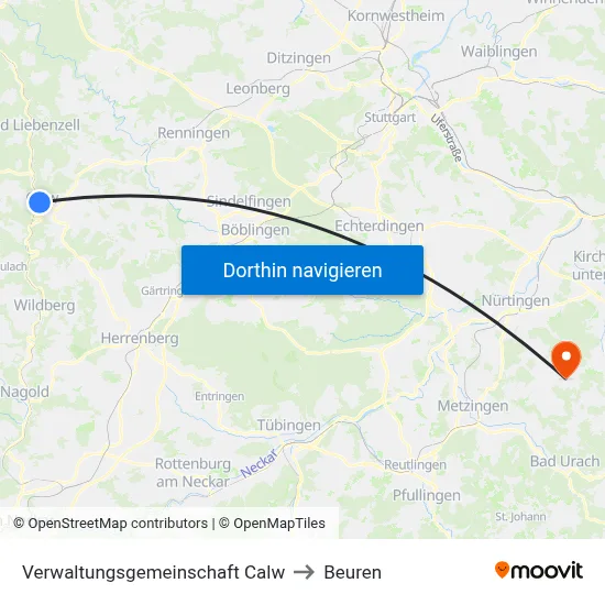 Verwaltungsgemeinschaft Calw to Beuren map