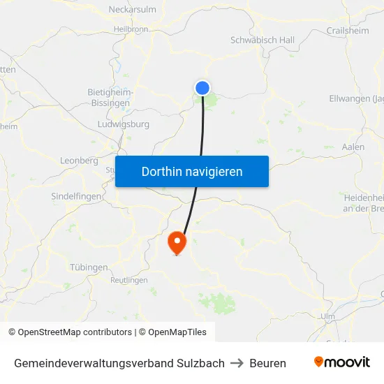 Gemeindeverwaltungsverband Sulzbach to Beuren map
