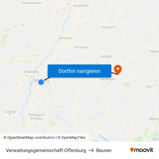 Verwaltungsgemeinschaft Offenburg to Beuren map