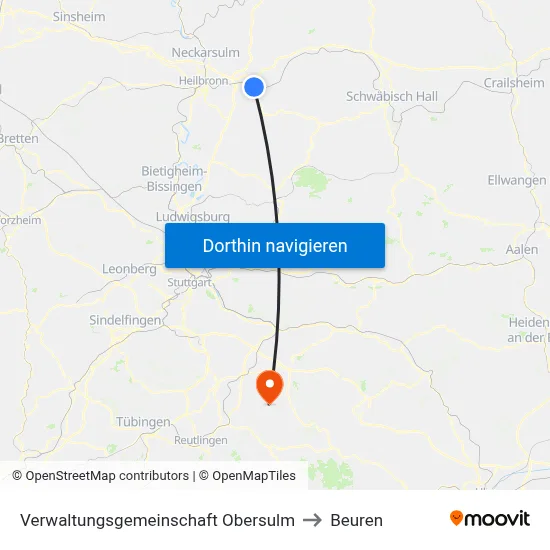 Verwaltungsgemeinschaft Obersulm to Beuren map