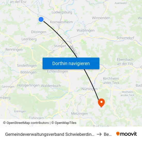 Gemeindeverwaltungsverband Schwieberdingen-Hemmingen to Beuren map